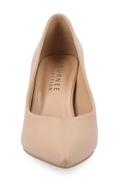 Shop Journee Collection Simonne Supernatural Shades Tru Comfort Foam Block Heel Pointed Toe Pump In Almond