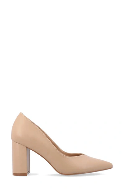 Shop Journee Collection Simonne Supernatural Shades Tru Comfort Foam Block Heel Pointed Toe Pump In Almond