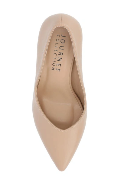 Shop Journee Collection Simonne Supernatural Shades Tru Comfort Foam Block Heel Pointed Toe Pump In Almond