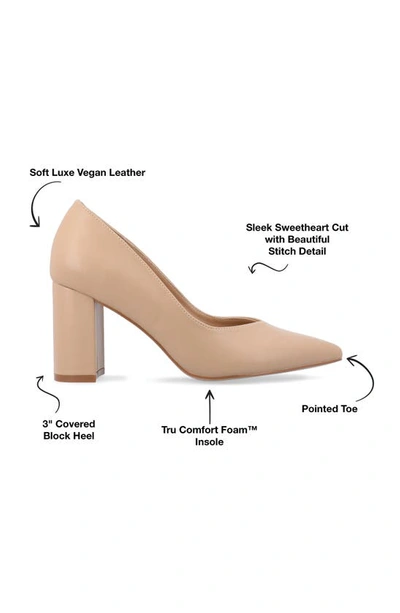 Shop Journee Collection Simonne Supernatural Shades Tru Comfort Foam Block Heel Pointed Toe Pump In Almond