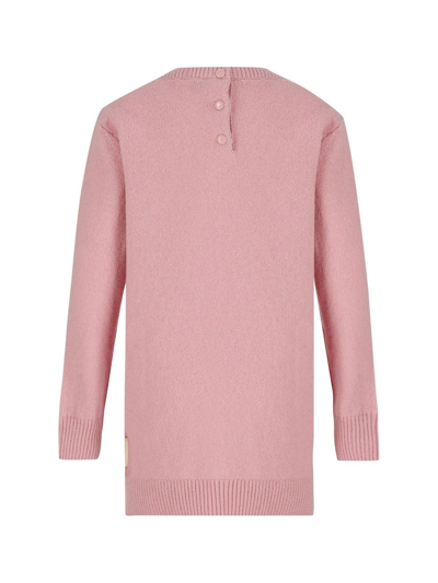 Shop Moncler Logo Intarsia Knitted Dress In Pink