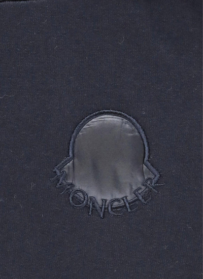 Shop Moncler Logo Embroidered Long-sleeved Dress In (blu)