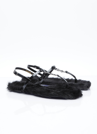 Shop Saint Laurent Women Cassandre Sandals In Black