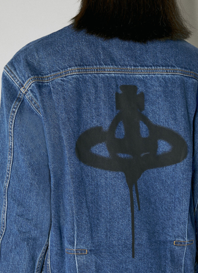 Shop Vivienne Westwood Women Spray Orb Marlene Denim Jacket In Blue