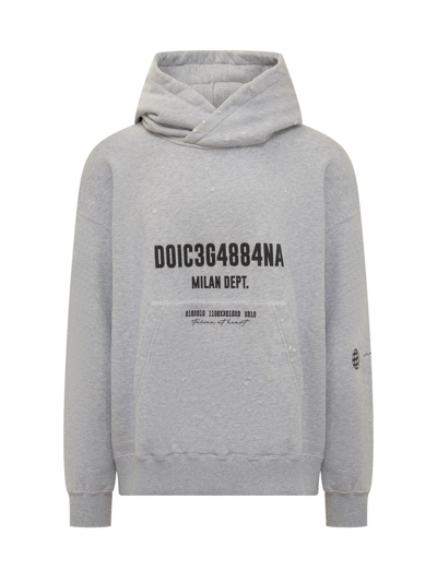 Shop Dolce & Gabbana Logo Printed Jersey Hoodie In Grey
