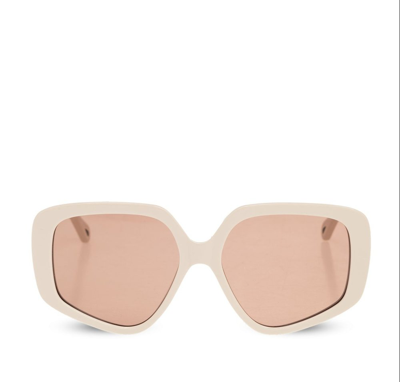 Shop Chloé Eyewear Squared Frame Sunglasses In Beige