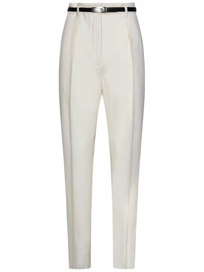 Shop Max Mara Studio Carrot Fit Twill Trousers In White