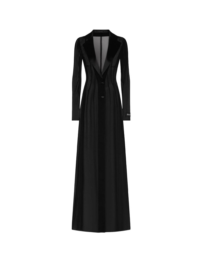 Shop Dolce & Gabbana Chiffon Duster Coat In Black