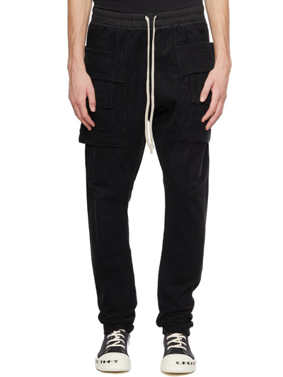 Shop Rick Owens Creatch Drawstring Tapered Leg Cargo Trousers In Black