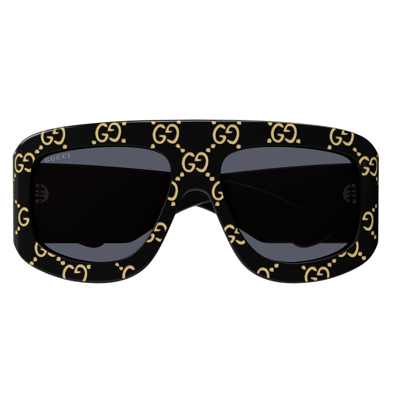 Shop Gucci Eyewear Shield Frame Sunglasses In Black