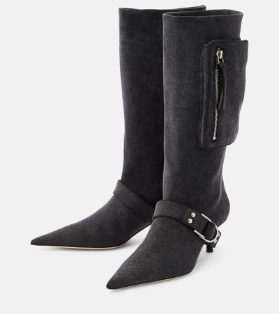 Blumarine Jeanne Denim Knee-high Boots In Blue