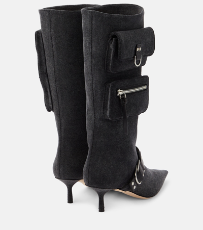 Blumarine Jeanne Denim Knee-high Boots In Blue