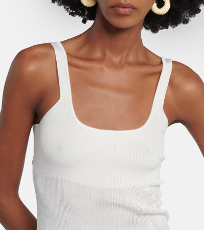 Shop Jacquemus Robe Maille Oranger Ribbed-knit Maxi Dress In White