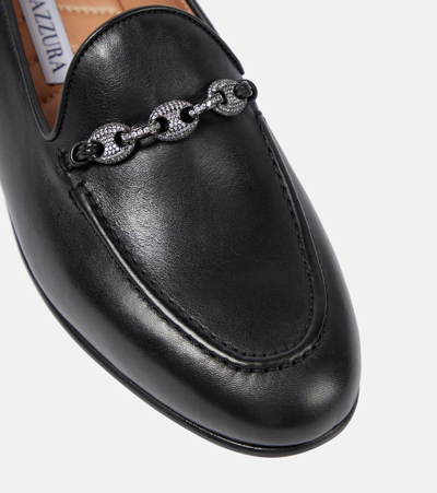 Shop Aquazzura Tasslimo Embellished Leather Loafers In Black