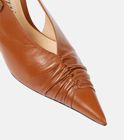 Blumarine 105mm Ruched Leather Pumps In Brown