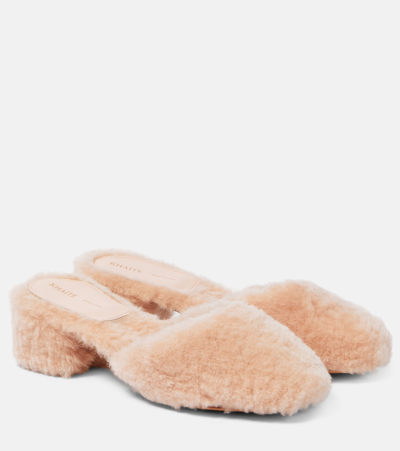 Shop Khaite Clio Shearling Mules In Pink