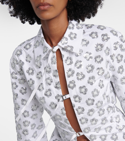 Shop Jacquemus Lavoir Sequinned Cotton-blend Shirt In White