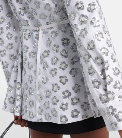 Shop Jacquemus Lavoir Sequinned Cotton-blend Shirt In White