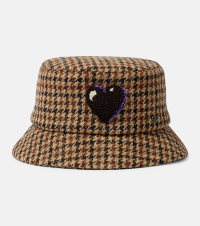 Shop Maison Michel Axel Checked Wool Bucket Hat In Multicoloured
