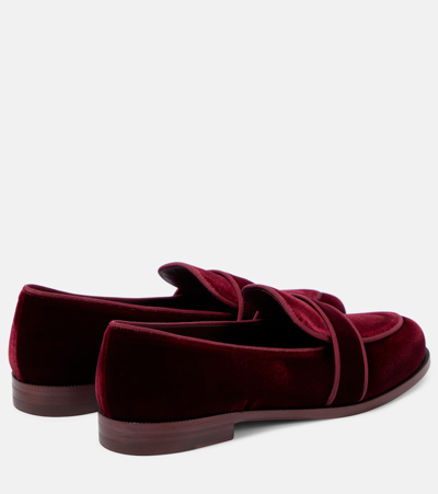 Shop Aquazzura Martin Velvet Loafers In Red