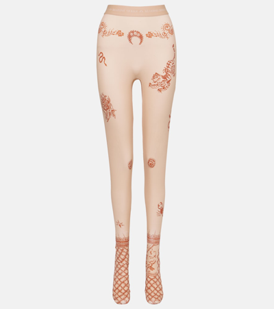 Shop Marine Serre Regenerated Second Skin Jersey Tights In Pink
