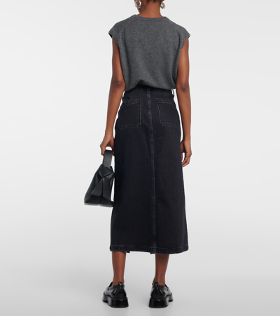 Frame Le Bardot Denim Midi Skirt In Blue