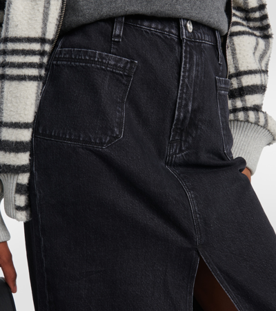 Frame Le Bardot Denim Midi Skirt In Blue