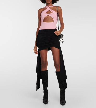Magda Butrym Floral-applique Mini Skirt In Black