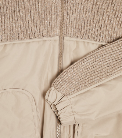 Shop Brunello Cucinelli Paneled Cashmere-blend Jacket In Beige