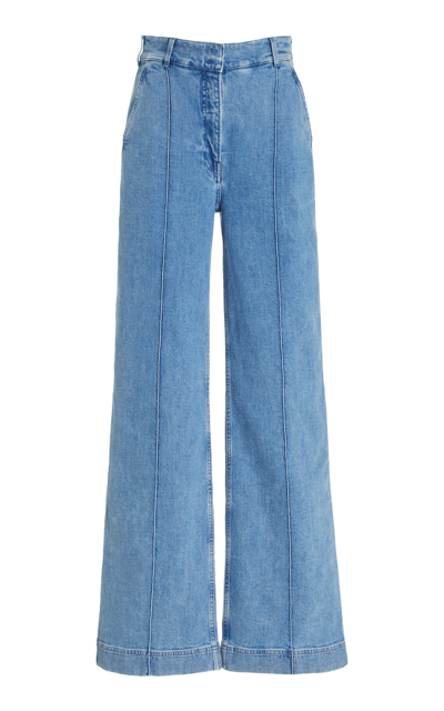 Shop Another Tomorrow Stretch High-rise Straight-leg Jeans In Light Wash