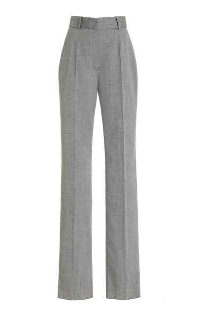 Shop Another Tomorrow Wool Straight-leg Trousers In Black,white