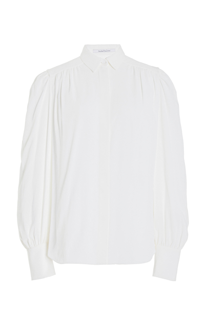 Shop Another Tomorrow Gathered Crepe Shirt In White