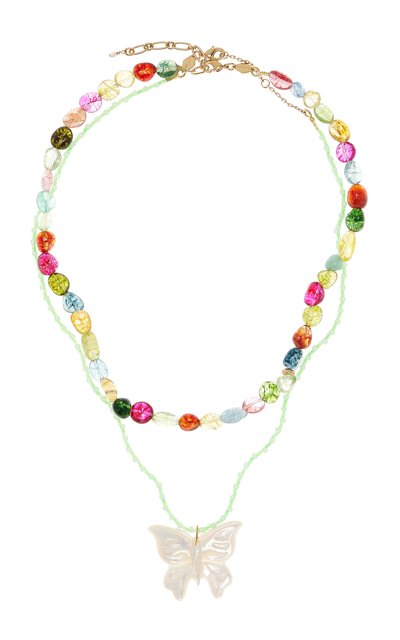 Shop Anni Lu Tropicana & Butterfly Necklace Set In Multi