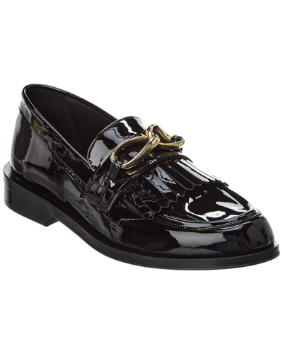 Shop Frame Le Ayana Frill Patent Loafers In Black
