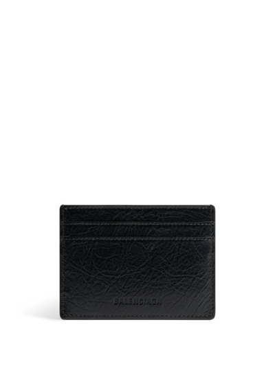 Shop Balenciaga Leather Credit Card Case In Black