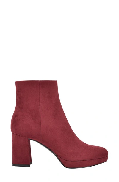 Calvin Klein Uda2 Womens Faux Suede Platform Heel Ankle Boots In Wine