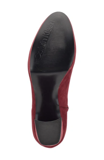 Calvin Klein Uda2 Womens Faux Suede Platform Heel Ankle Boots In Wine
