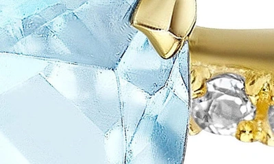 Shop House Of Frosted Topaz Pavé Drop Earrings In Gold/blue