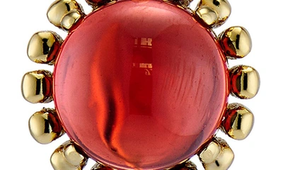 House Of Frosted Floral Drop Earrings In Gold/ Garnet