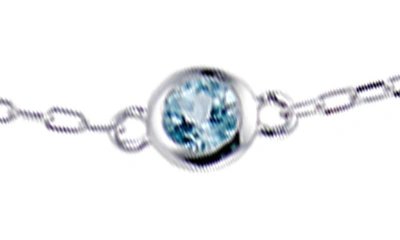 House Of Frosted Multi Stone Station Necklace In Silver/ Blue Topaz