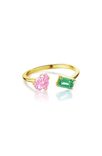 Shop House Of Frosted Topaz Meeting Ring In Gold/ Peridot