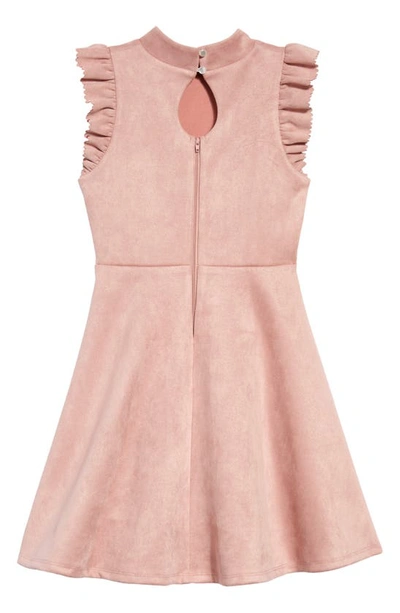 Shop Ava & Yelly Mock Neck Faux Suede Dress In Mauve