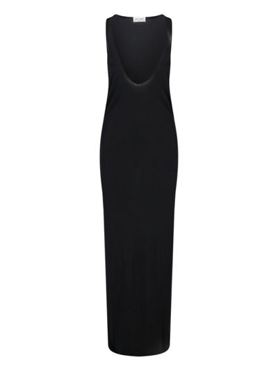 Shop Saint Laurent Sleeveless Midi Dress In Black
