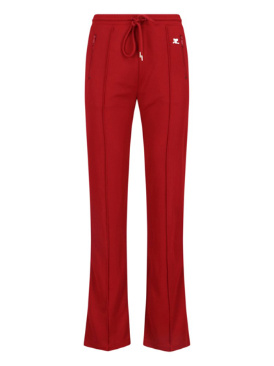 Shop Courrèges Logo Printed Drawstring Joggers In Red
