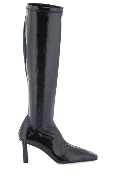 Shop Courrèges Squared Toe Heeled Boots In Black