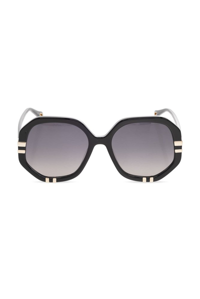 Shop Chloé Eyewear Geometric Frame Sunglasses In Black