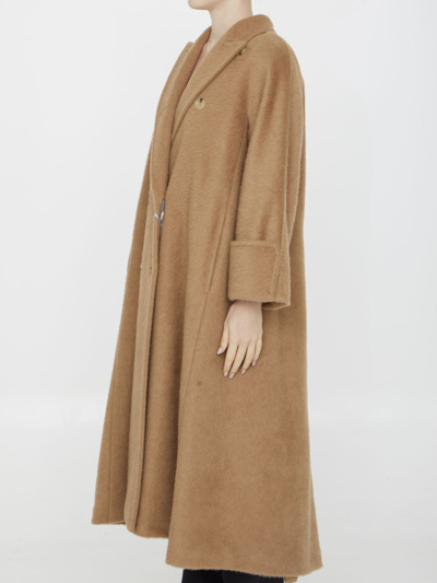 Max Mara Caronte Camel Double Breasted Long Coat In Beige