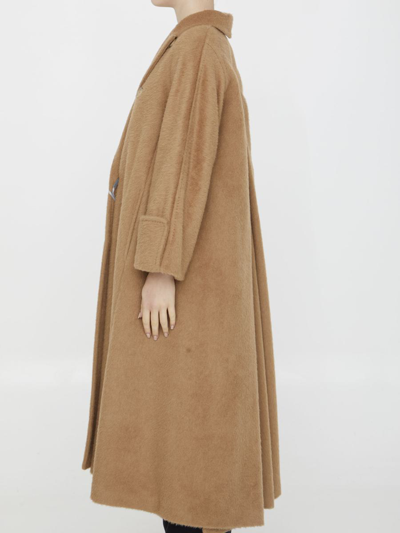 Max Mara Caronte Camel Double Breasted Long Coat In Beige
