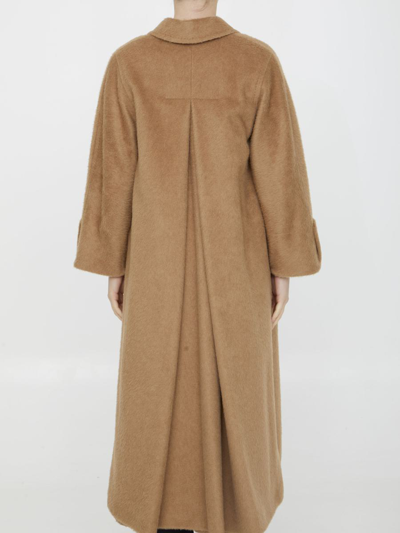 Max Mara Caronte Camel Double Breasted Long Coat In Beige