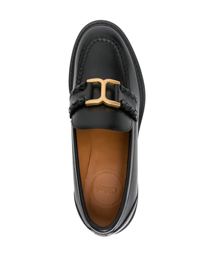 Shop Chloé Marcie Leather Loafers In Black